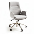 Sedia girevole regolabile in altezza con rivestimento grigio e base cromata 45 x 55 x 90cm