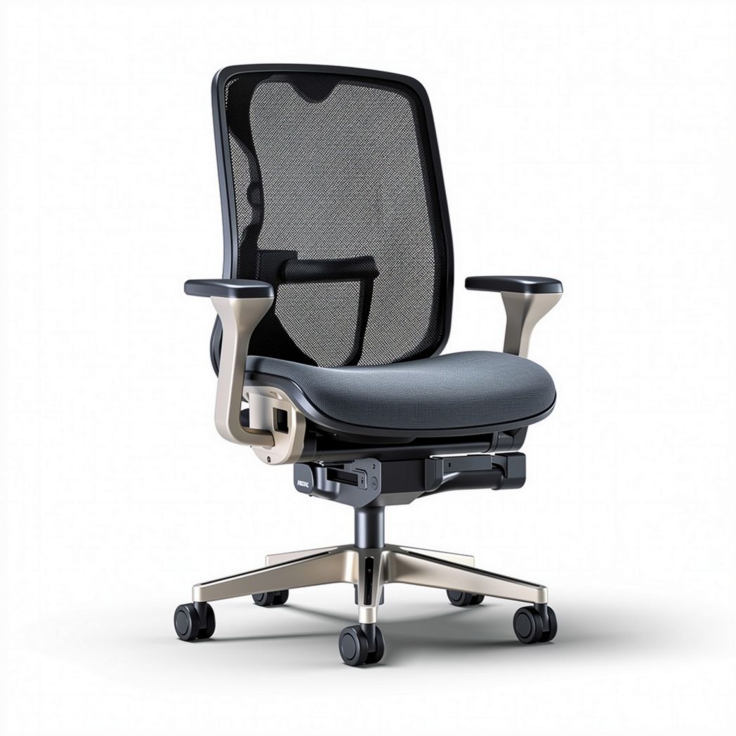Sedia da ufficio ergonomica in rete con base in metallo e braccioli regolabili 60 x 60 x 100cm