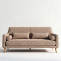 Divano moderno in tessuto beige con cuscini e struttura in legno 200 x 90 x 85cm