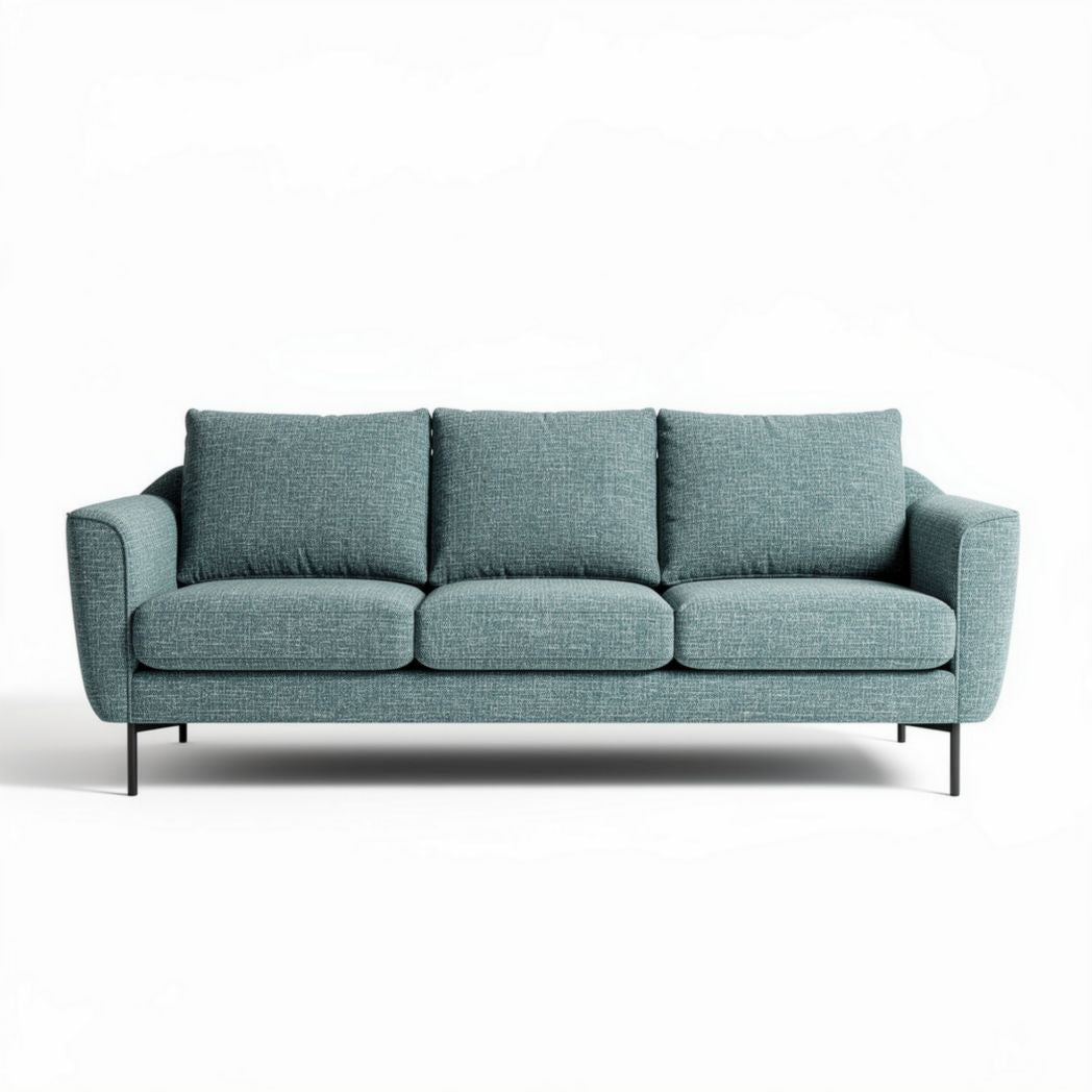 Divano moderno in tessuto blu 200 x 90 x 85cm con cuscini sfoderabili
