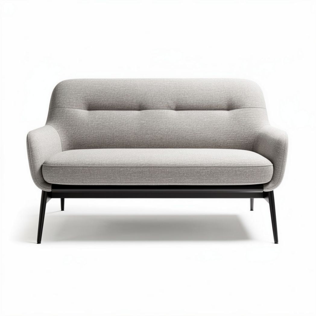 Divano in tessuto grigio con struttura metallica 140 x 80 x 70cm