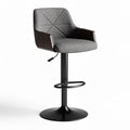 Sgabello da bar girevole con seduta in tessuto grigio e base nera 40 x 40 x 100cm