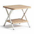 Tavolino da giardino pieghevole in legno e metallo bianco 60 x 60 x 50 cm