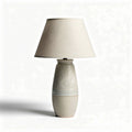 Lampada da tavolo in ceramica con paralume in tessuto cotone beige 30 x 30 x 60cm