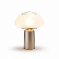Lampada da tavolo in vetro opalino e base in metallo colore bronzo dimensioni 12 x 12 x 20cm