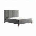 Letto matrimoniale con testiera imbottita in tessuto grigio 198 x 155 x 100cm