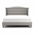 letto matrimoniale in tessuto grigio con testiera imbottita 200 x 160 x 100cm