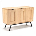 Mobiletto in legno di pino con tre porte e gambe in metallo 120 x 40 x 80 cm