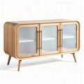 Mobiletto in legno con ante in vetro dimensioni 120 x 40 x 75cm color rovere naturale