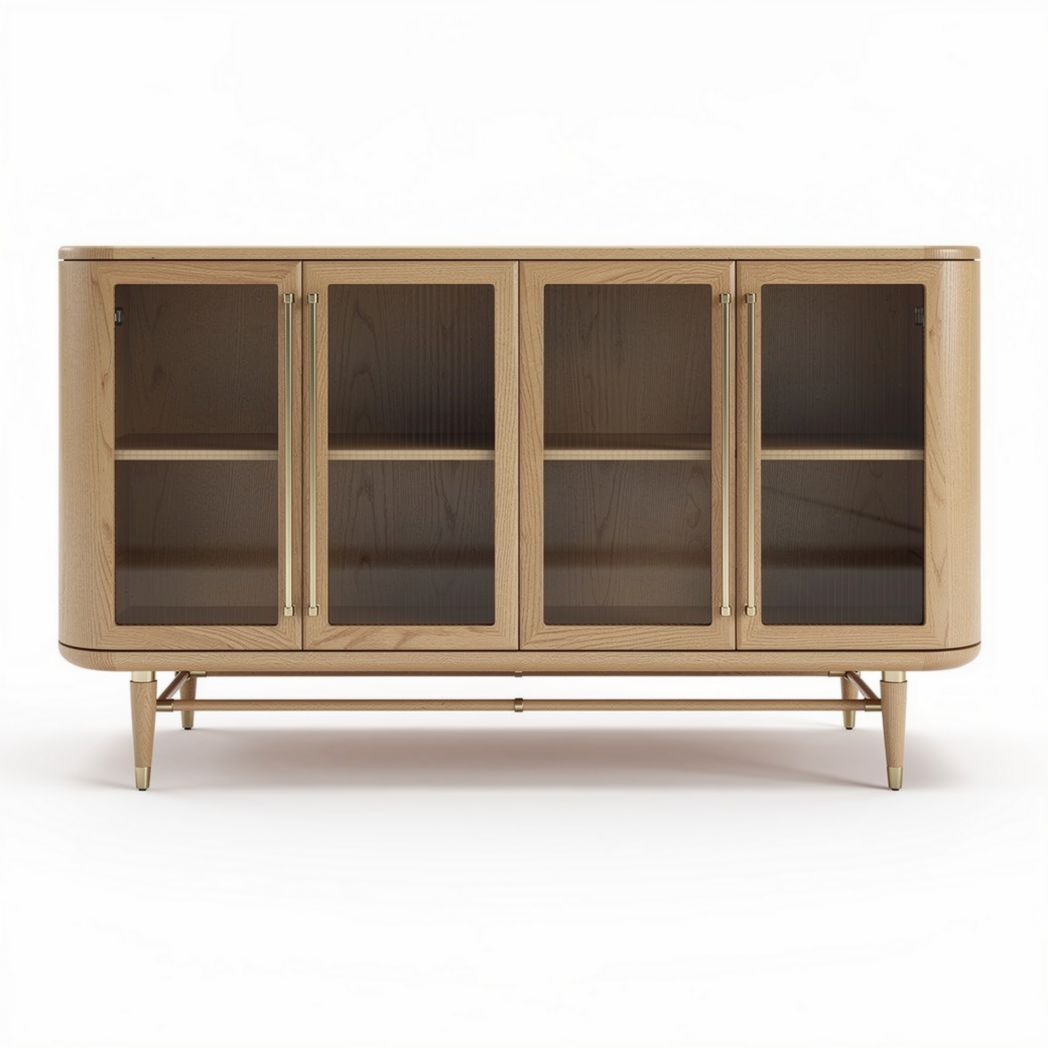 Mobiletto in legno di rovere con ante in vetro 120 x 40 x 70cm