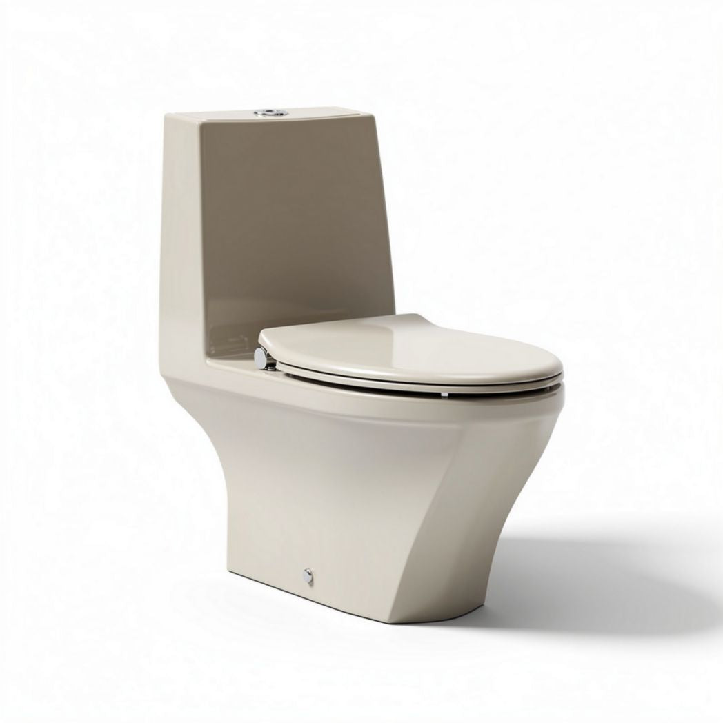 WC monoblocco in ceramica color beige con chiusura rallentata 60 x 35 x 40 cm
